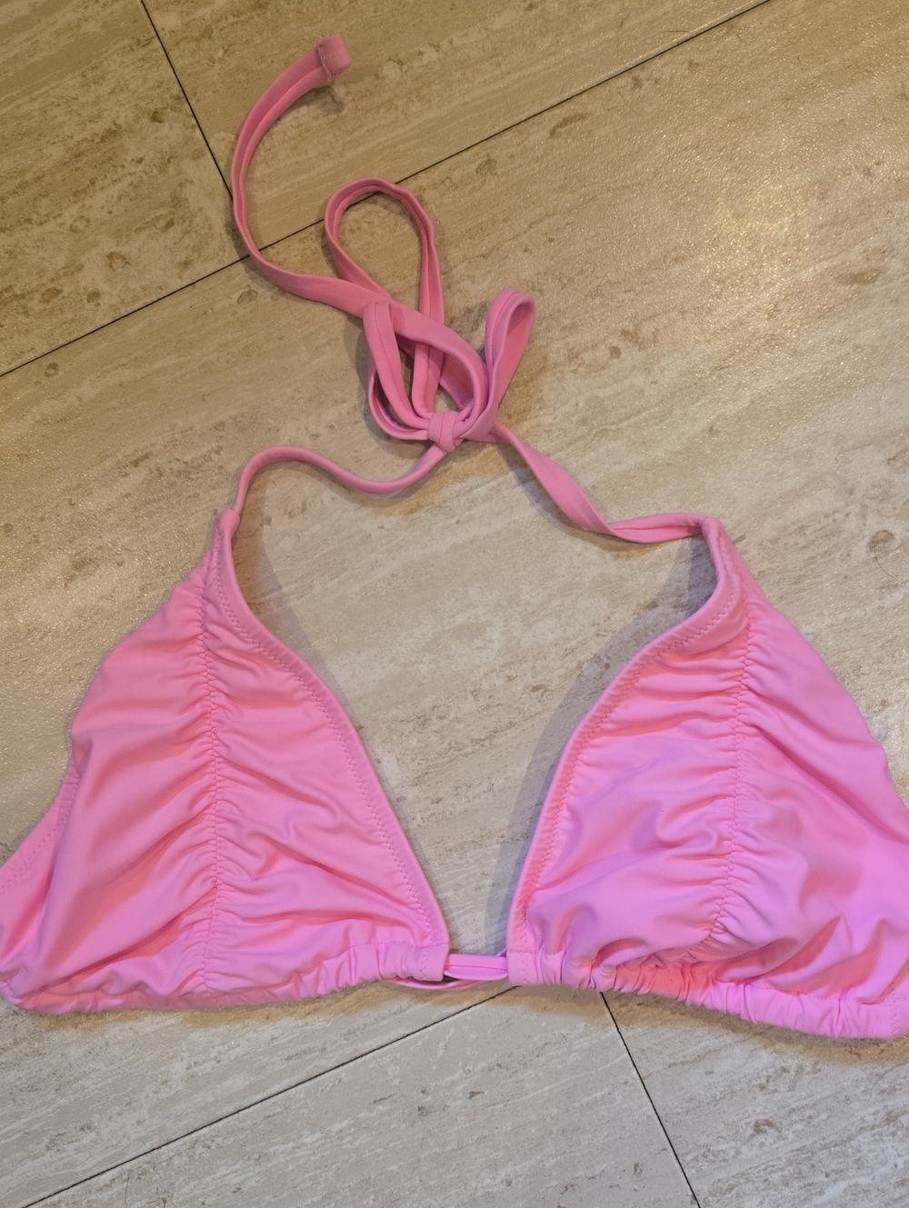 Aerie Pink Triangle Strappy Bikini Top